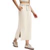 imageG4Free Smoofit Maxi Skirt for Women Modal Soft Drawstring Summer Casual Long Skirts Side Slits Lounge with 2 PocketsIvory