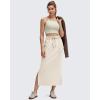 imageG4Free Smoofit Maxi Skirt for Women Modal Soft Drawstring Summer Casual Long Skirts Side Slits Lounge with 2 PocketsIvory