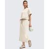 imageG4Free Smoofit Maxi Skirt for Women Modal Soft Drawstring Summer Casual Long Skirts Side Slits Lounge with 2 PocketsIvory
