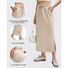 imageG4Free Smoofit Maxi Skirt for Women Modal Soft Drawstring Summer Casual Long Skirts Side Slits Lounge with 2 PocketsLight Khaki