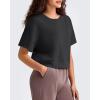 imageG4Free Smoofit Modal Soft Boxy Tee Shirts for Women Short Sleeve Drop Shoulder Crew Neck Basic Tops Casual LoungeBlack