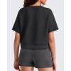 imageG4Free Smoofit Modal Soft Boxy Tee Shirts for Women Short Sleeve Drop Shoulder Crew Neck Basic Tops Casual LoungeBlack