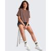 imageG4Free Smoofit Modal Soft Boxy Tee Shirts for Women Short Sleeve Drop Shoulder Crew Neck Basic Tops Casual LoungeCoffee Brown