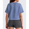 imageG4Free Smoofit Modal Soft Boxy Tee Shirts for Women Short Sleeve Drop Shoulder Crew Neck Basic Tops Casual LoungeDenim Blue