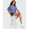 imageG4Free Smoofit Modal Soft Boxy Tee Shirts for Women Short Sleeve Drop Shoulder Crew Neck Basic Tops Casual LoungeDenim Blue