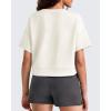 imageG4Free Smoofit Modal Soft Boxy Tee Shirts for Women Short Sleeve Drop Shoulder Crew Neck Basic Tops Casual LoungeIvory