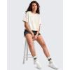 imageG4Free Smoofit Modal Soft Boxy Tee Shirts for Women Short Sleeve Drop Shoulder Crew Neck Basic Tops Casual LoungeIvory
