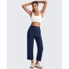 imageG4Free Smoofit Modal Soft Women Wide Leg Capris Pants Adjustable Shockcord High Waist Casual Cropped Sweatpants with PocketsDeep Navy