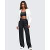 imageG4Free Smoofit Modal Soft Women Wide Leg Sweatpants High Waisted Side Slit Casual Pants with Pockets PetiteRegularTallBlack