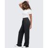 imageG4Free Smoofit Modal Soft Women Wide Leg Sweatpants High Waisted Side Slit Casual Pants with Pockets PetiteRegularTallBlack