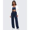imageG4Free Smoofit Modal Soft Women Wide Leg Sweatpants High Waisted Side Slit Casual Pants with Pockets PetiteRegularTallDark Navy