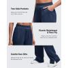 imageG4Free Smoofit Modal Soft Women Wide Leg Sweatpants High Waisted Side Slit Casual Pants with Pockets PetiteRegularTallDark Navy