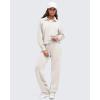 imageG4Free Smoofit Modal Soft Women Wide Leg Sweatpants High Waisted Side Slit Casual Pants with Pockets PetiteRegularTallIvory