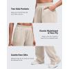 imageG4Free Smoofit Modal Soft Women Wide Leg Sweatpants High Waisted Side Slit Casual Pants with Pockets PetiteRegularTallLight Khaki