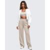 imageG4Free Smoofit Modal Soft Women Wide Leg Sweatpants High Waisted Side Slit Casual Pants with Pockets PetiteRegularTallLight Khaki