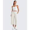 imageG4Free Smoofit Modal Soft Womens Wide Leg Capri Pants High Waist Casual Lounge Cropped Sweatpants with PocketsIvory