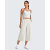 imageG4Free Smoofit Modal Soft Womens Wide Leg Capri Pants High Waist Casual Lounge Cropped Sweatpants with PocketsIvory