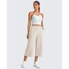 imageG4Free Smoofit Modal Soft Womens Wide Leg Capri Pants High Waist Casual Lounge Cropped Sweatpants with PocketsLight Khaki