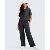 imageG4Free Smoofit Modal Soft Womens Wide Leg Sweatpants High Waisted Drawstring Side Slit Casual Lounge Pants with PocketsBlack