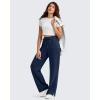 imageG4Free Smoofit Modal Soft Womens Wide Leg Sweatpants High Waisted Drawstring Side Slit Casual Lounge Pants with PocketsDark Navy