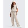 imageG4Free Smoofit Modal Soft Womens Wide Leg Sweatpants High Waisted Drawstring Side Slit Casual Lounge Pants with PocketsLight Khaki