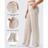 imageG4Free Smoofit Modal Soft Womens Wide Leg Sweatpants High Waisted Drawstring Side Slit Casual Lounge Pants with PocketsLight Khaki