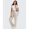 imageG4Free Smoofit Modal Soft Womens Wide Leg Sweatpants High Waisted Drawstring Side Slit Casual Lounge Pants with PocketsLight Khaki