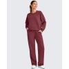 imageG4Free Smoofit Women Modal Soft Wide Leg Sweatpants Drawstring Casual Lounge Dress Pants with Pockets ShortPetiteRegularDark Burgundy