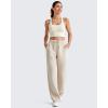 imageG4Free Smoofit Women Modal Soft Wide Leg Sweatpants Drawstring Casual Lounge Dress Pants with Pockets ShortPetiteRegularLight Khaki