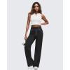 imageG4Free Womens Wide Leg Pants Casual High Waisted Yoga Pants with 4 Pockets StretchBlack