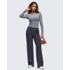 imageG4Free Womens Wide Leg Pants Casual High Waisted Yoga Pants with 4 Pockets StretchDark Gray