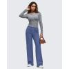 imageG4Free Womens Wide Leg Pants Casual High Waisted Yoga Pants with 4 Pockets StretchDenim Blue