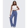 imageG4Free Womens Wide Leg Pants Casual High Waisted Yoga Pants with 4 Pockets StretchDenim Blue
