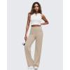imageG4Free Womens Wide Leg Pants Casual High Waisted Yoga Pants with 4 Pockets StretchLight Khaki