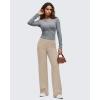 imageG4Free Womens Wide Leg Pants Casual High Waisted Yoga Pants with 4 Pockets StretchLight Khaki