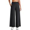 imageG4Free 25quot27quot29quot Lightweight Wide Leg Ankle Pants Women Flowy Side Slit High Waisted Travel Trouser Casual Lounge SummerBlack