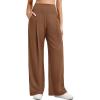 imageG4Free Barefeel High Stretch Wide Leg Pants for Women Soft High Waisted Pleated Casual Pants with Pockets 28quot30quot32quotDark Coffee