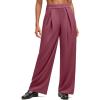 imageG4Free Lightweight Wide Leg Pants Women Trendy Flowy High Waisted Front Pleat Travel Pant Casual Lounge TrousersWine