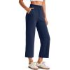 imageG4Free Smoofit Modal Soft Women Wide Leg Capris Pants Adjustable Shockcord High Waist Casual Cropped Sweatpants with PocketsDeep Navy