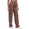 imageG4Free Smoofit Modal Soft Women Wide Leg Sweatpants High Waisted Side Slit Casual Pants with Pockets PetiteRegularTallCoffee Brown