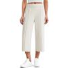 imageG4Free Smoofit Modal Soft Womens Wide Leg Capri Pants High Waist Casual Lounge Cropped Sweatpants with PocketsIvory