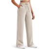 imageG4Free Smoofit Modal Soft Womens Wide Leg Sweatpants High Waisted Drawstring Side Slit Casual Lounge Pants with PocketsLight Khaki
