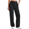 imageG4Free Smoofit Women Modal Soft Wide Leg Sweatpants Drawstring Casual Lounge Dress Pants with Pockets ShortPetiteRegularBlack