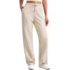 imageG4Free Smoofit Women Modal Soft Wide Leg Sweatpants Drawstring Casual Lounge Dress Pants with Pockets ShortPetiteRegularLight Khaki
