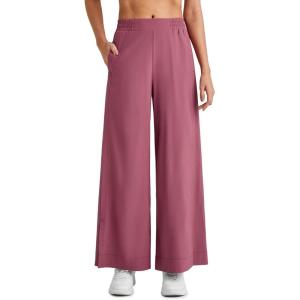 imageG4Free 25quot27quot29quot Lightweight Wide Leg Ankle Pants Women Flowy Side Slit High Waisted Travel Trouser Casual Lounge SummerDark Burgundy