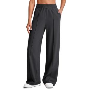 imageG4Free Lightweight Flowy Wide Leg Pants Woman Elastic Waist Front Seam Loose Trousers Summer 27quot29quot31quotBlack