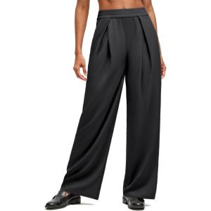 imageG4Free Lightweight Wide Leg Pants Women Trendy Flowy High Waisted Front Pleat Travel Pant Casual Lounge TrousersBlack