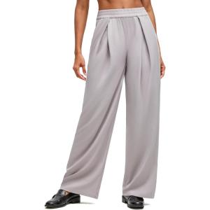imageG4Free Lightweight Wide Leg Pants Women Trendy Flowy High Waisted Front Pleat Travel Pant Casual Lounge TrousersChrim Gray