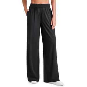 imageG4Free Lightweight Wide Leg Pants Women with Pockets Flowy High Waisted Trousers Travel Lounge 27quot29quot31quotBlack