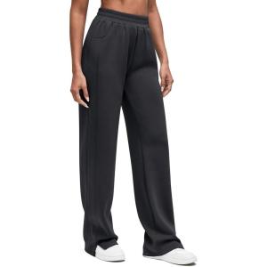imageG4Free Smoofit Modal Soft Women Wide Leg Sweatpants High Waisted Side Slit Casual Pants with Pockets PetiteRegularTallBlack
